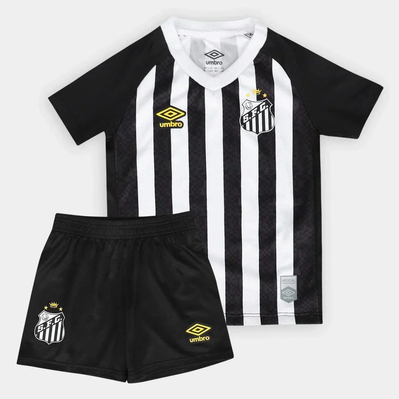 Kit Camisa Infantil Santos II 25/26 S/N Torcedor Umbro Masculina - Preto+Branco