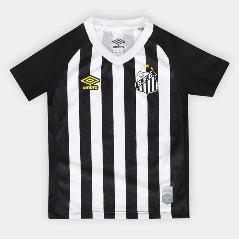 Kit Camisa Infantil Santos II 25/26 S/N Torcedor Umbro Masculina - Preto+Branco